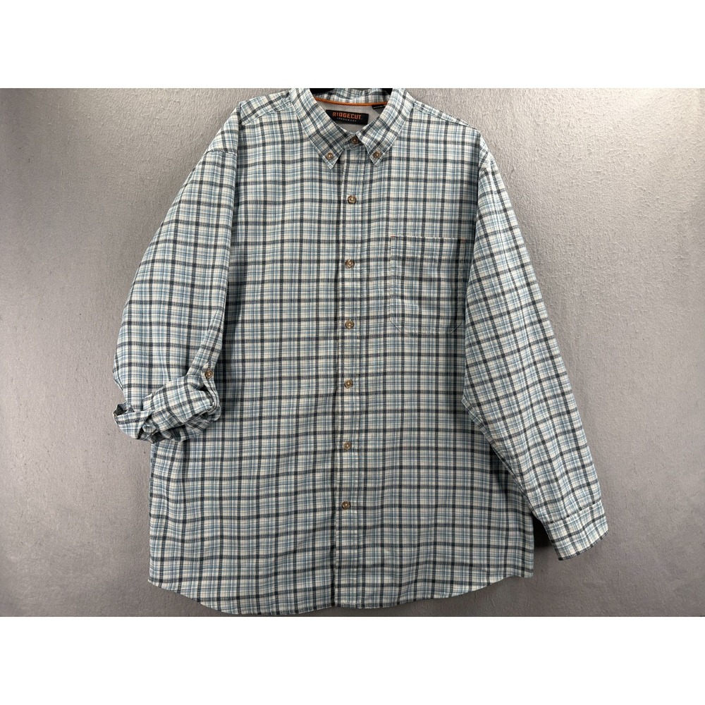 Ridgecut Toughwear Shirt Mens XLT Blue Button Up Work Utility Vented Performance
